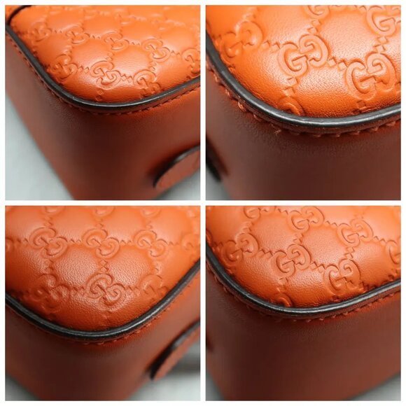GUCCI Orange Leather Satchel 665-021025 - Picture 6 of 12